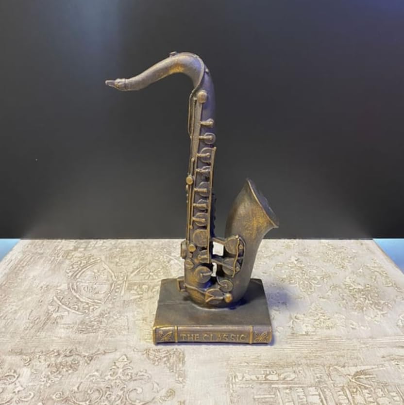 Saxophone Decor Statue, Jazz Music Decor, Saxophone Sculpture, Music Lover Gift, Jazz Home Decor, Saxophone Bookends, Musician Desk Decor