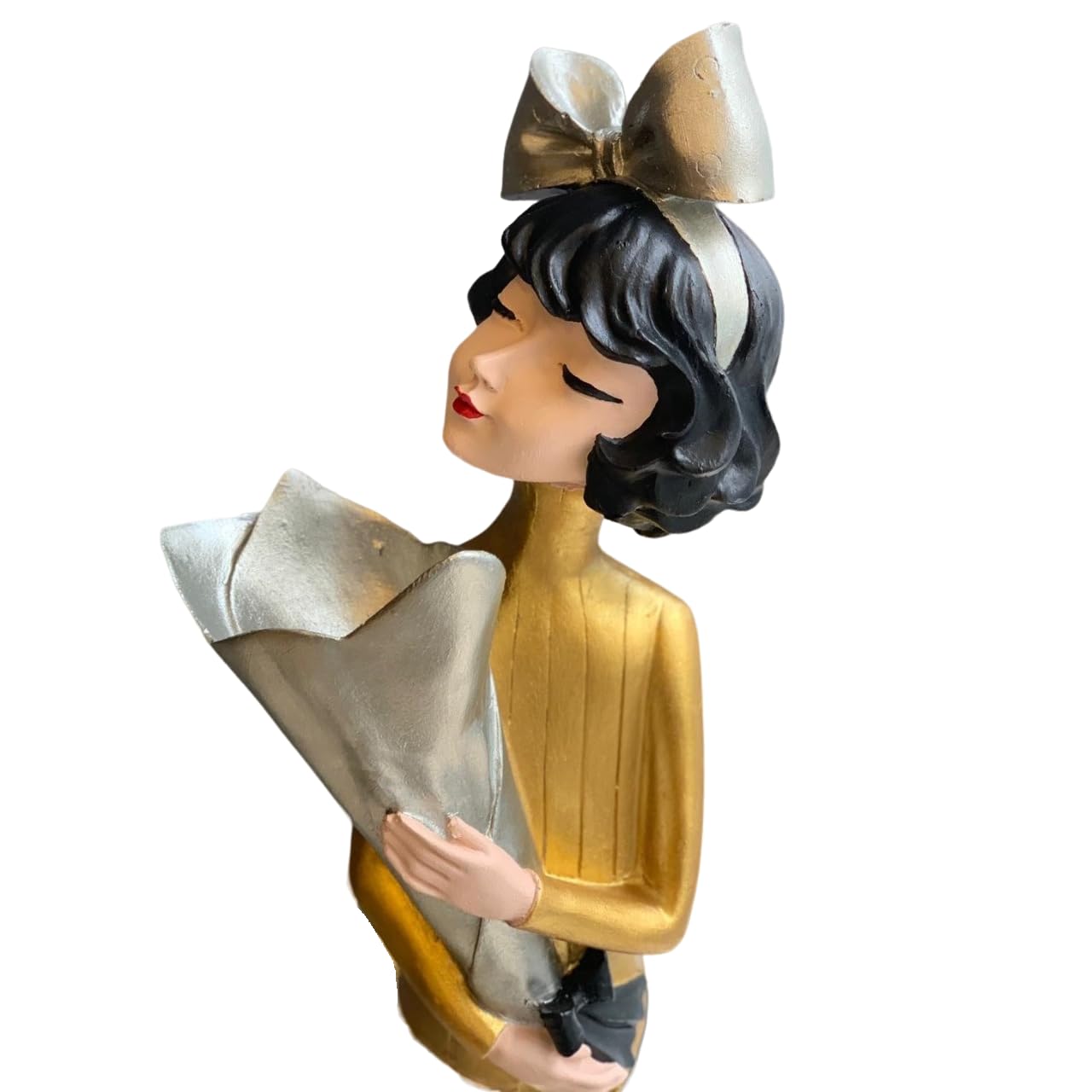 Cute Bouquet Girl Sculpture, Girl Doll Statue Holding Bouquet, Girl Figurine With Bouquet, Unique Girl Figurine Gift, Girl Decor Statue, Girl Sculpture, Girl Decor