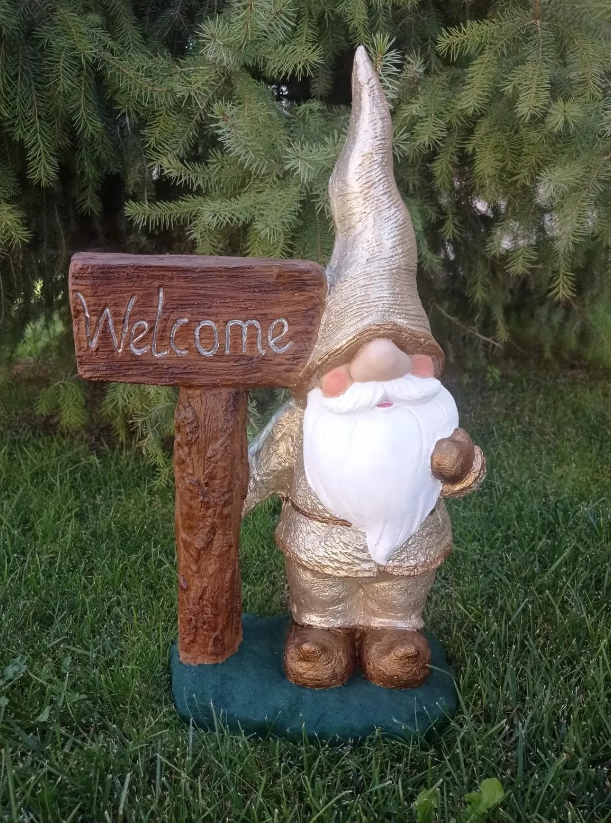 Large Garden Gnome Welcome Sign for Outdoor Decor, Garden Gnome Statue, Welcome Sign Gnome, Porch Welcome Gnome, Cute Gnome Statue