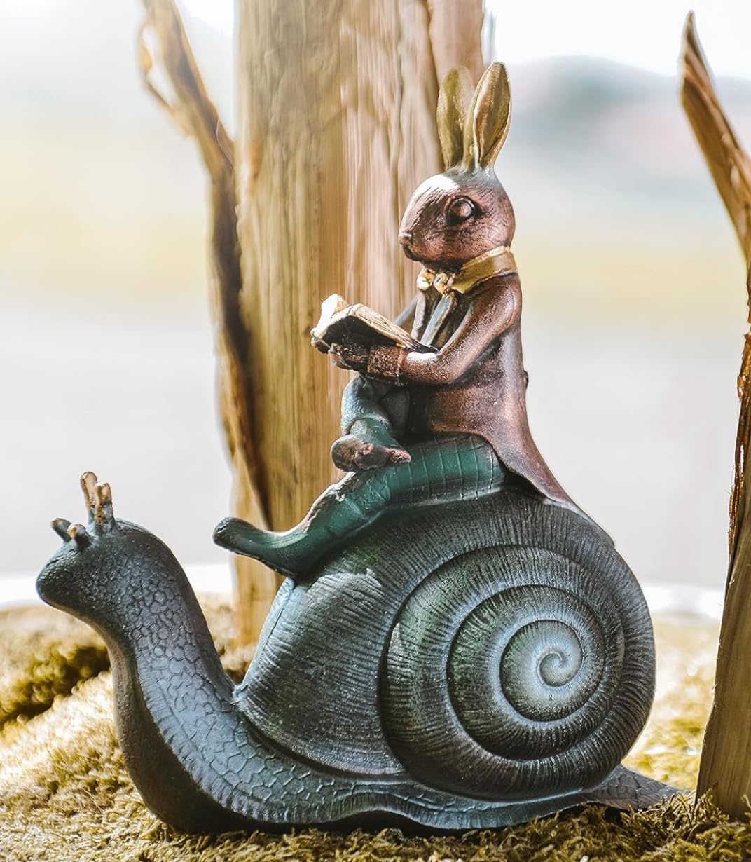 Whimsical Rabbit Snail Figurine, Animal Decor, Rabbit Snail Figurine, Rabbit Snail Sculpture, Rabbit Snail Decor, Rabbit Sculpture, Easter Rabbit Decor, Easter Bunny Decor