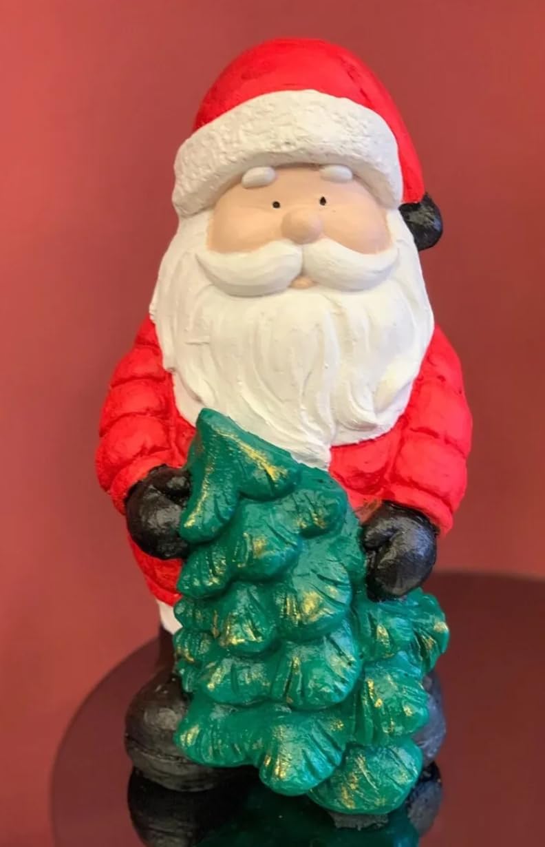 Santa with Christmas Tree Figurine, Decorative Santa Claus, Christmas Decorations, Santa Claus Statue, Christmas Gift, Christmas Santa Decor