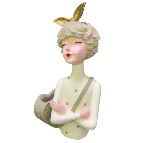 Cute Girl Sculpture with Bag, Girl Sculpture, Elegant Girl Decor, Girl with Bag Decor, Charming Tabletop Decor, Valentineās Gift Ideas, Girl Sculpture, Girl Statue, Girl Decor