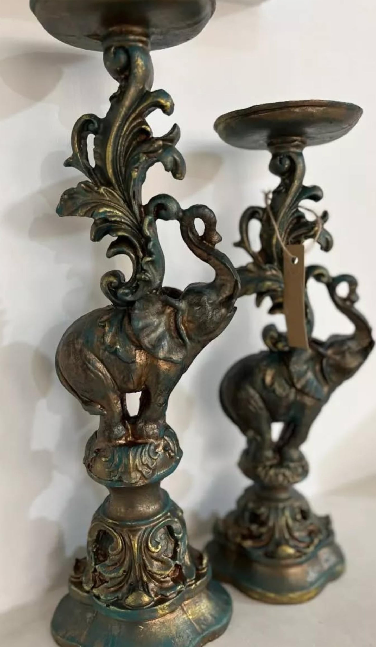 Elephant Candlestick Holder Set of 2, Elephant Candle Holder, Elephant Candlestick, Vintage Elephant Candlestick, Polyester Candle Holder