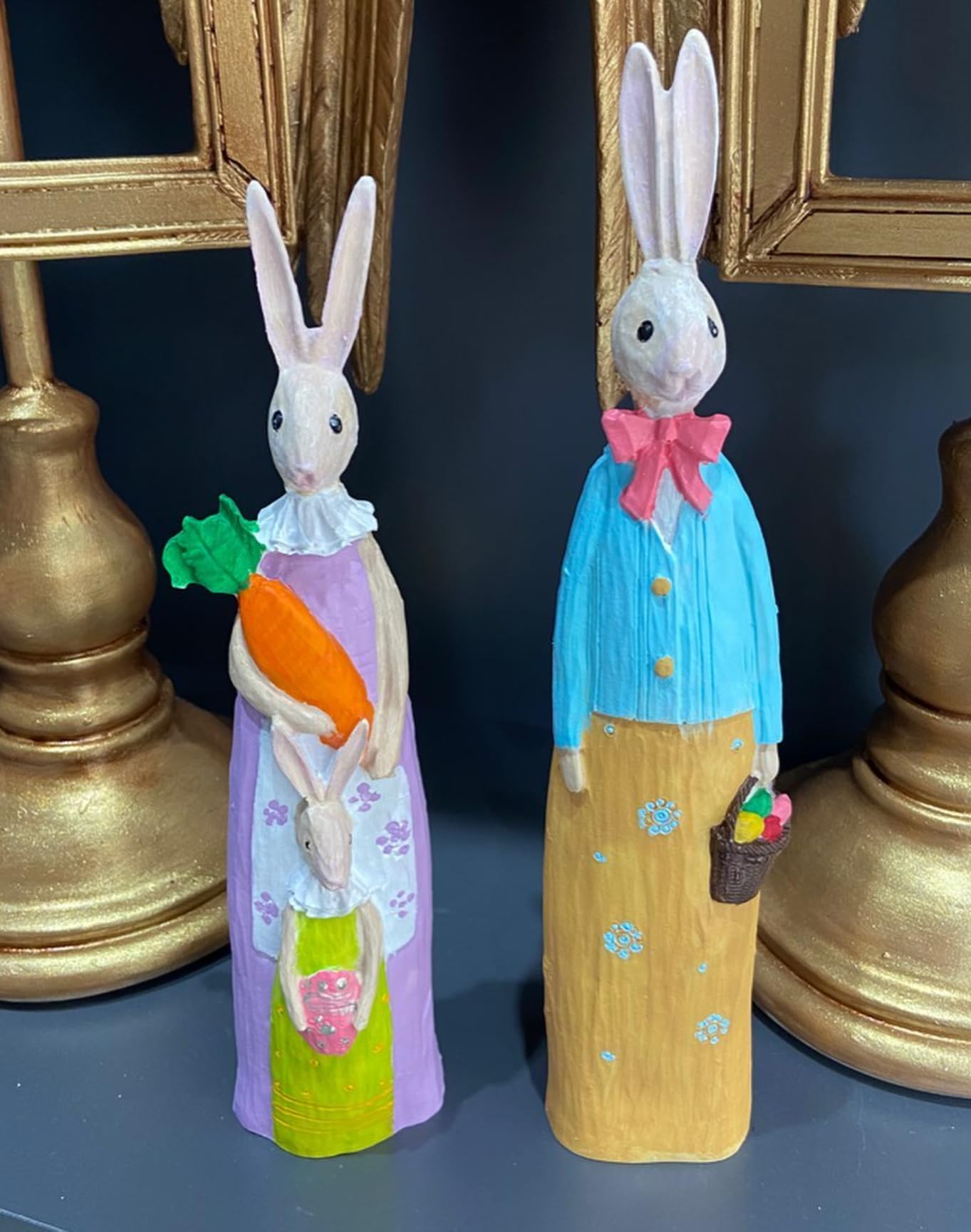 Easter Bunny Family Figurines, Easter Decoration Gift, Easter Bunny Figurines, Festive Rabbit Decor, Cute Bunny Couple, Seasonal Decor Gift