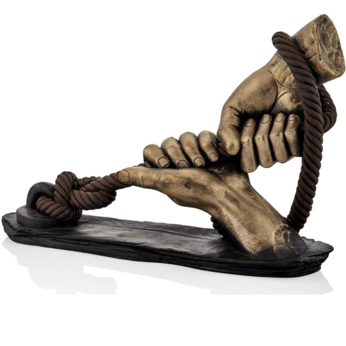 Decorative Hand Wrapped In Rope Sculpture, Hands Wrapping a Rope Figurine, Hand Sculpture Decor, Tug of War Figurine, Artistic Rope Statue, Rope Sculpture