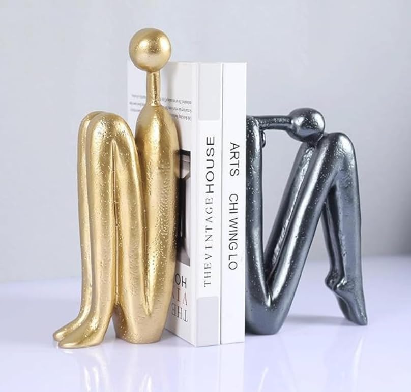 Abstract Bookends Set of 2, Modern Figurines for Shelf or Desk Decor, Abstract Bookends, Modern Bookshelf Decor, Polyester Bookend Set