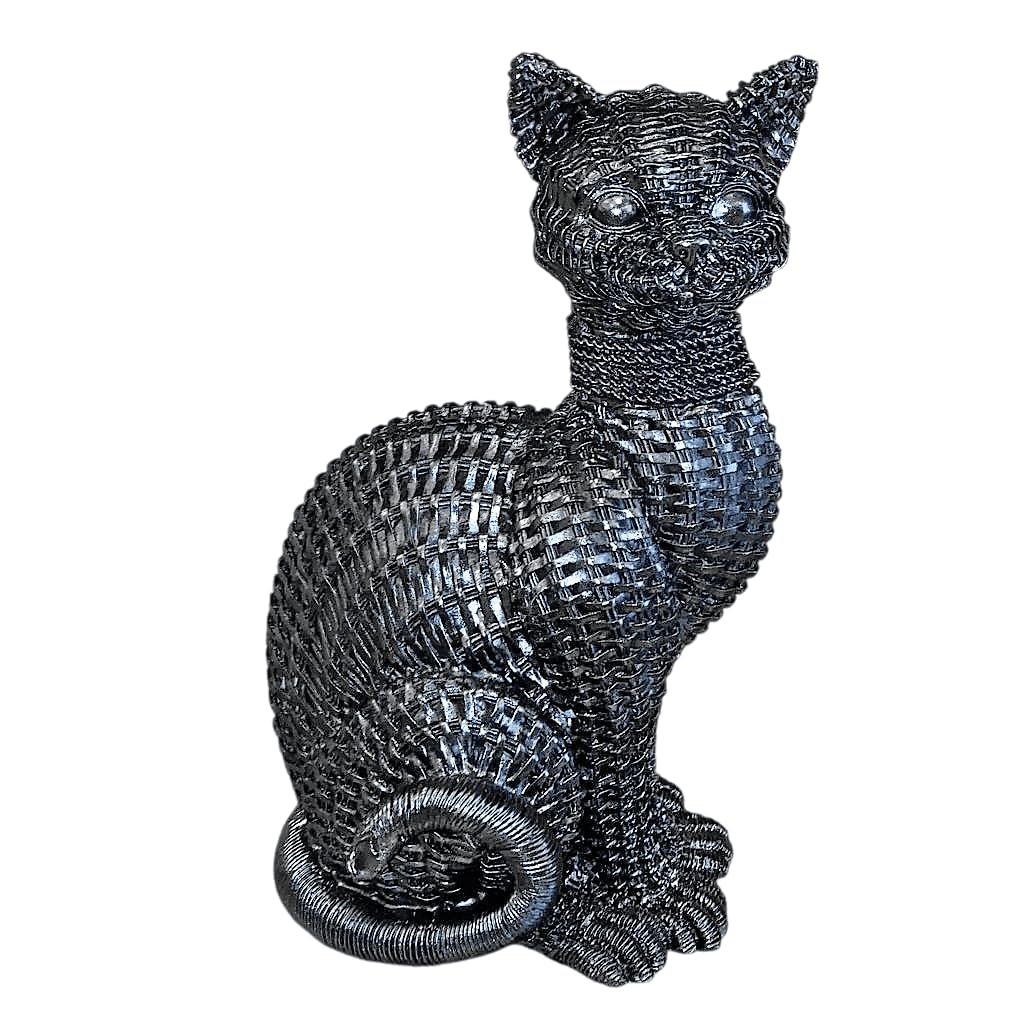 Woven Cat Statue, Handmade Polyester Cat Figurine, Unique Cat Lover Gift, Cat Statue, Woven Cat Sculpture, Cat Lover Home Decor, Cat Decor, Cat Sculpture, Cat Objects