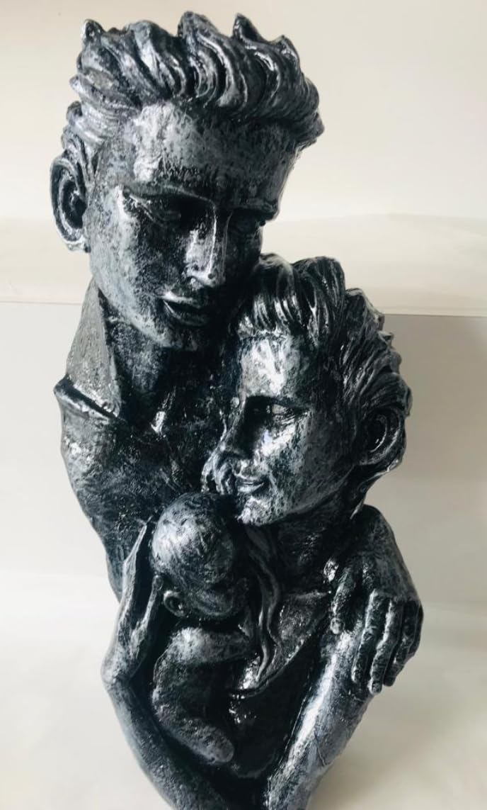 Modern Family Sculpture, Abstract Couple with Baby Statue, Family Love Statue, Couple with Baby Art, Polyester Family Statue, Family Decor