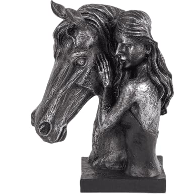 Horse And Girl Sculpture, Horse Lover Gift Statue, Girl With Horse Art Piece, Horse And Girl Statue, Equestrian Art Sculpture