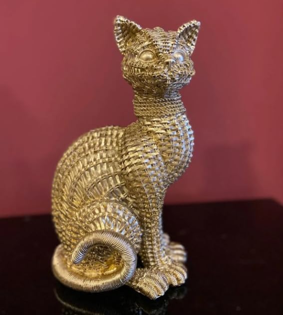 Woven Cat Statue, Handmade Polyester Cat Figurine, Unique Cat Lover Gift, Cat Statue, Woven Cat Sculpture, Cat Lover Home Decor, Cat Decor, Cat Sculpture, Cat Objects