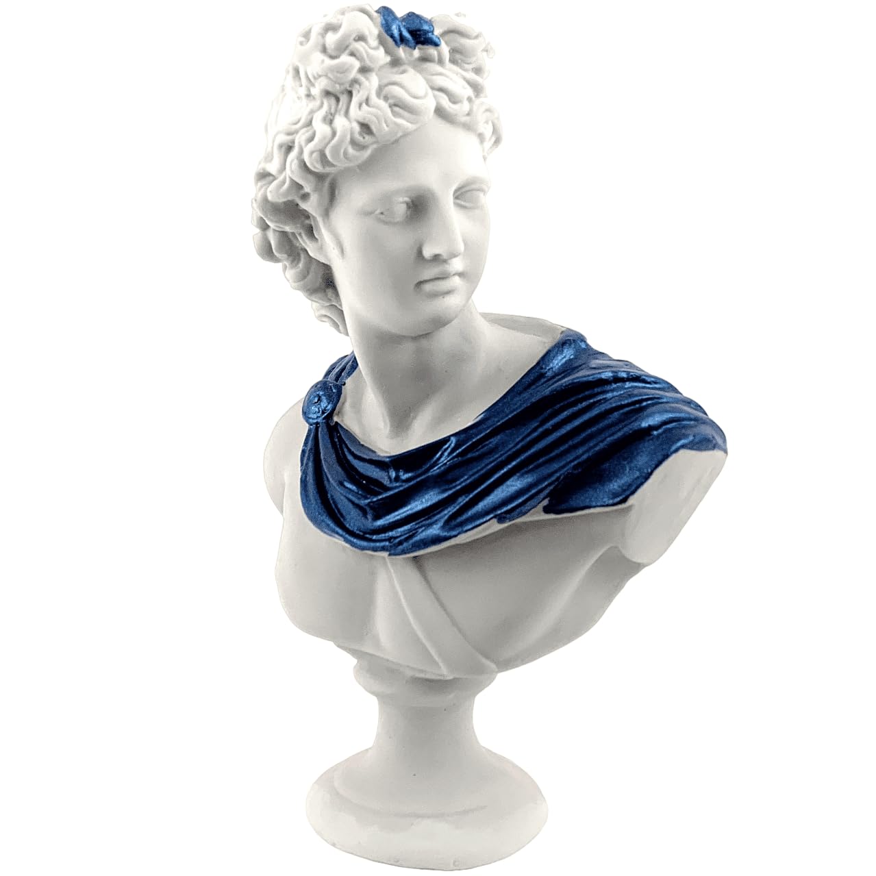 Apollo-Büsten-Skulptur mit bemalten Details, griechische dekorative Büstenstatue, klassische Büste für Wohndekoration, Apollo-Büstenfigur, Apollo-Büsten-Dekor, Apollo-Statue, Apollo-Skulptur