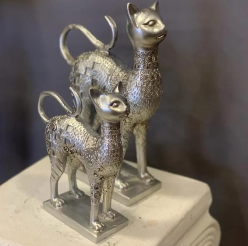 Egyptian Style Cat Figurine Set, Ancient Egyptian Statue, Cat Lovers Gift, Ancient Cat Statue, Egyptian Home Decor, Cat Sculpture, Cat Decor, Cat Sculpture, Cat Statue