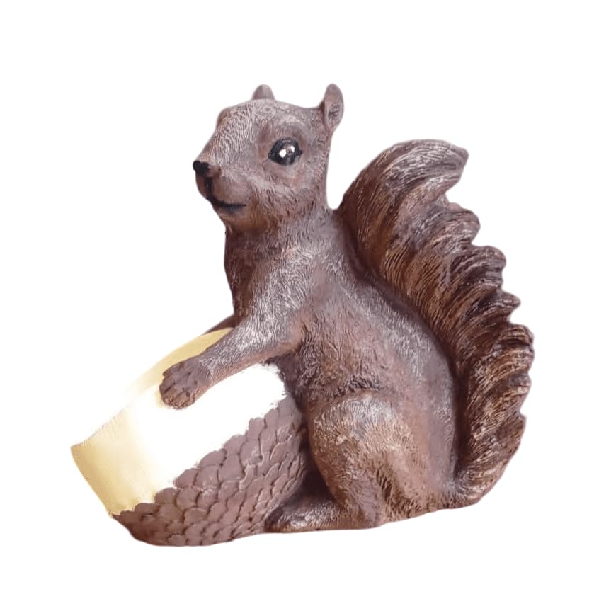 Adorable Squirrel Holding Pot, Polyester Animal Statue, Squirrel Holding Planter, Polyester Squirrel Decor, Rustic Animal Garden Statue, Squirrel Sculpture, Squirrel Planter