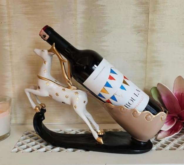 Elegant Deer Wine Rack Sculpture, Decorative Wine Rack with Deer Figure, Stylish Deer Wine Rack Statue, Stylish Animal Bar Decor,