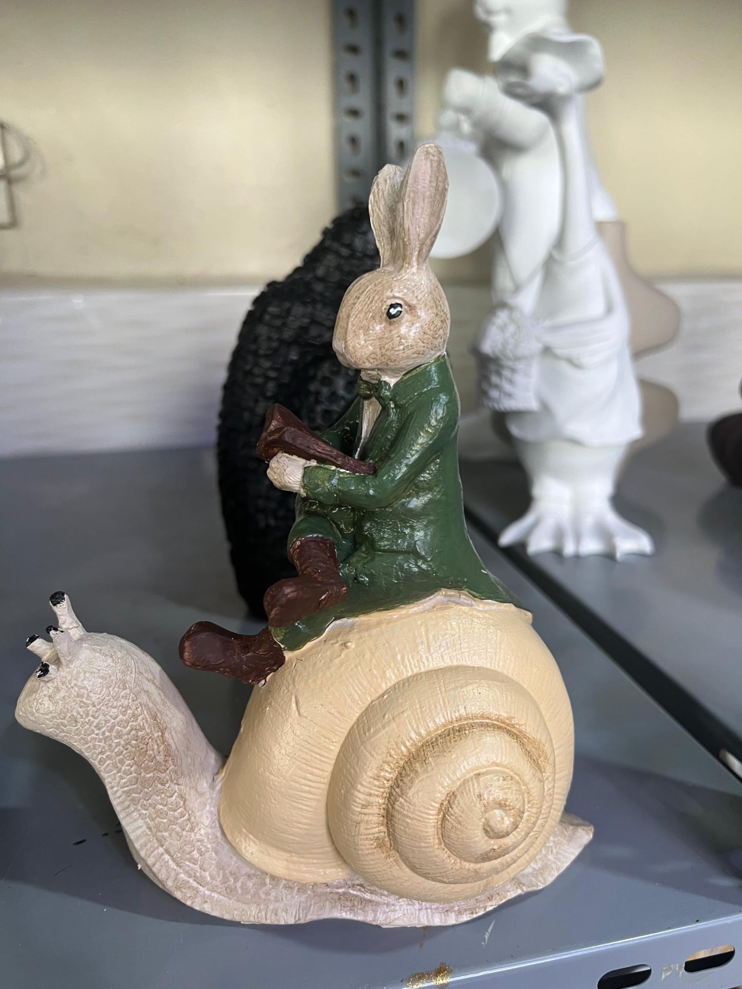 Whimsical Rabbit Snail Figurine, Animal Decor, Rabbit Snail Figurine, Rabbit Snail Sculpture, Rabbit Snail Decor, Rabbit Sculpture, Easter Rabbit Decor, Easter Bunny Decor