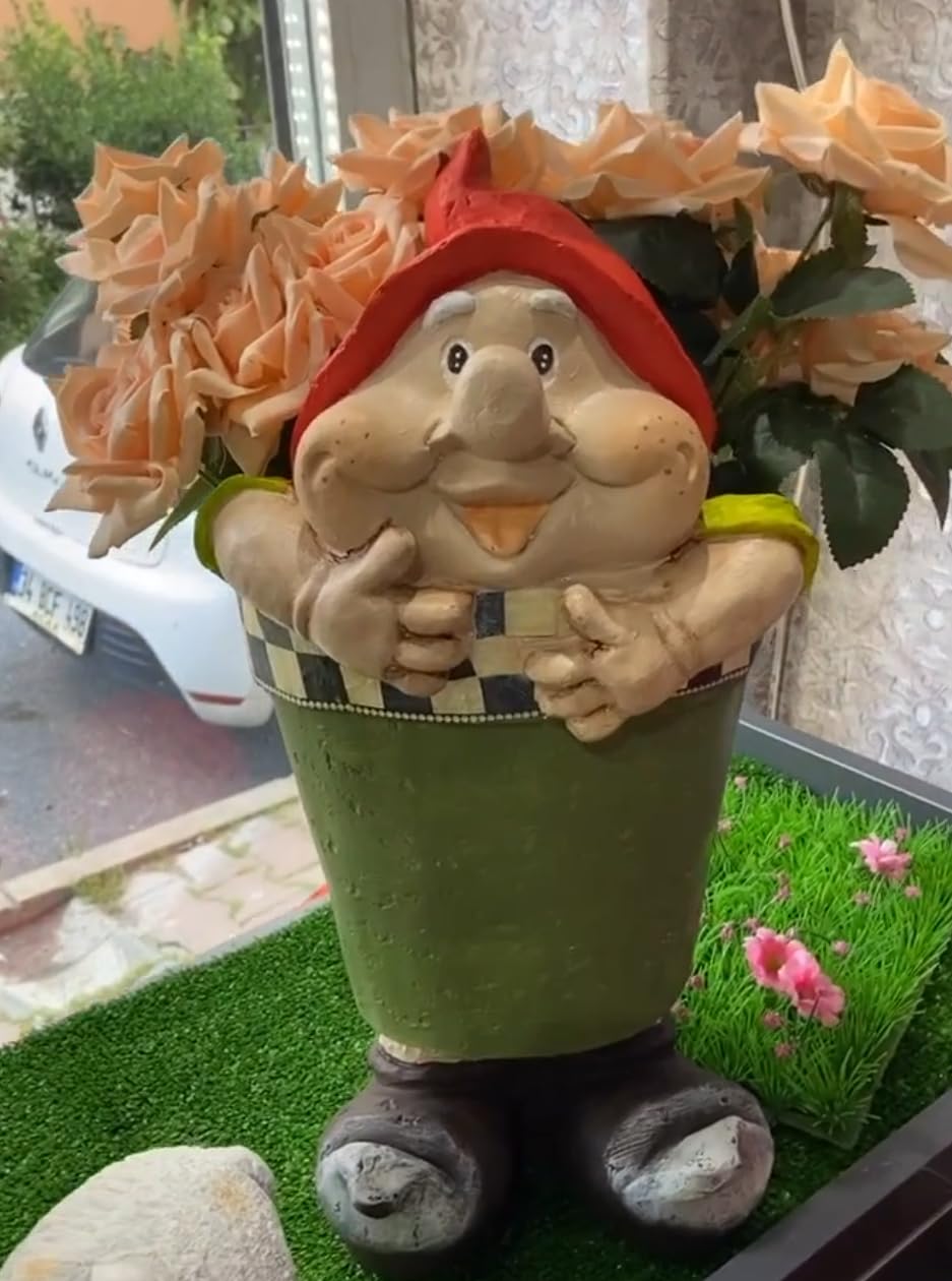 Large Gnome Flower Pot For Garden, Modern Home Garden Plant Pot, Large Polyester Flowerpot, Garden Gnome Decor, Garden Gnome Vase, Gnome Vase, Polyester Flowerpot, Gnome Flowerpot