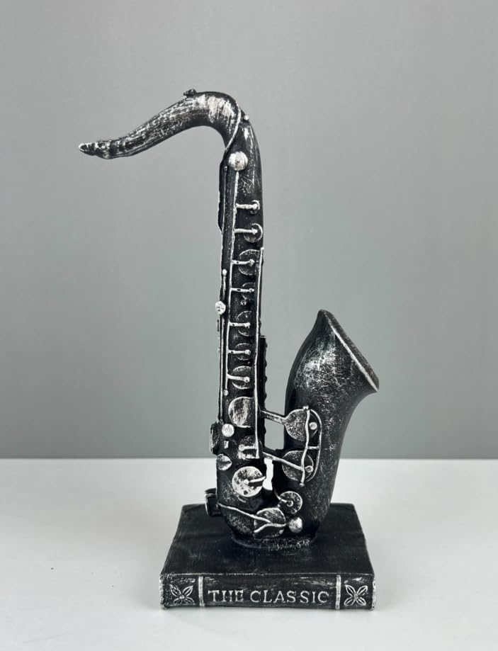 Saxophone Decor Statue, Jazz Music Decor, Saxophone Sculpture, Music Lover Gift, Jazz Home Decor, Saxophone Bookends, Musician Desk Decor