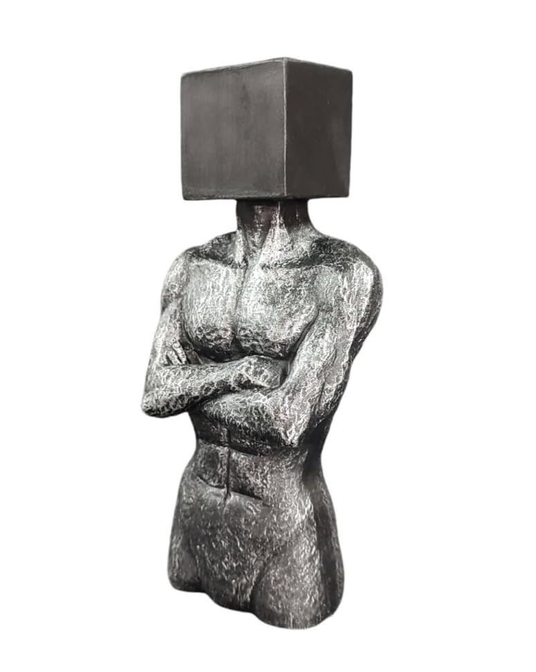 Geometric Head Sculptures Set of 3, Abstract Body Art Decor- Sphere, Cube, Pyramid Heads, Modern Art Decor, Abstract Human Figurines, Human Sculpture, Human Decor