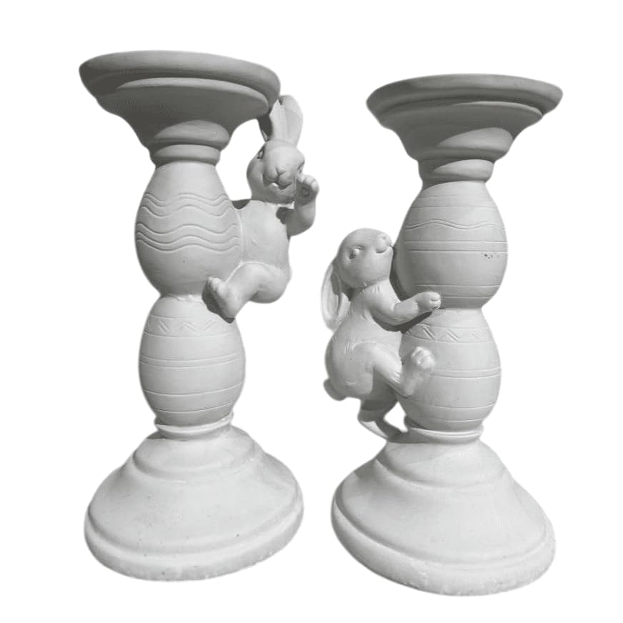 Easter Bunny Candle Holder Set with Climbing Rabbits and Egg Design, Easter Rabbit Candle Holder, Easter Rabbit Candlesticks, Bunny Candle Holder, Rabbit Candle Holder