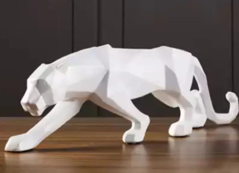 Large Panther Statue, Geometric Animal Figurine, Abstract Panther Sculpture, Panther Decorative Showpiece, Decorative Tabletop Statue