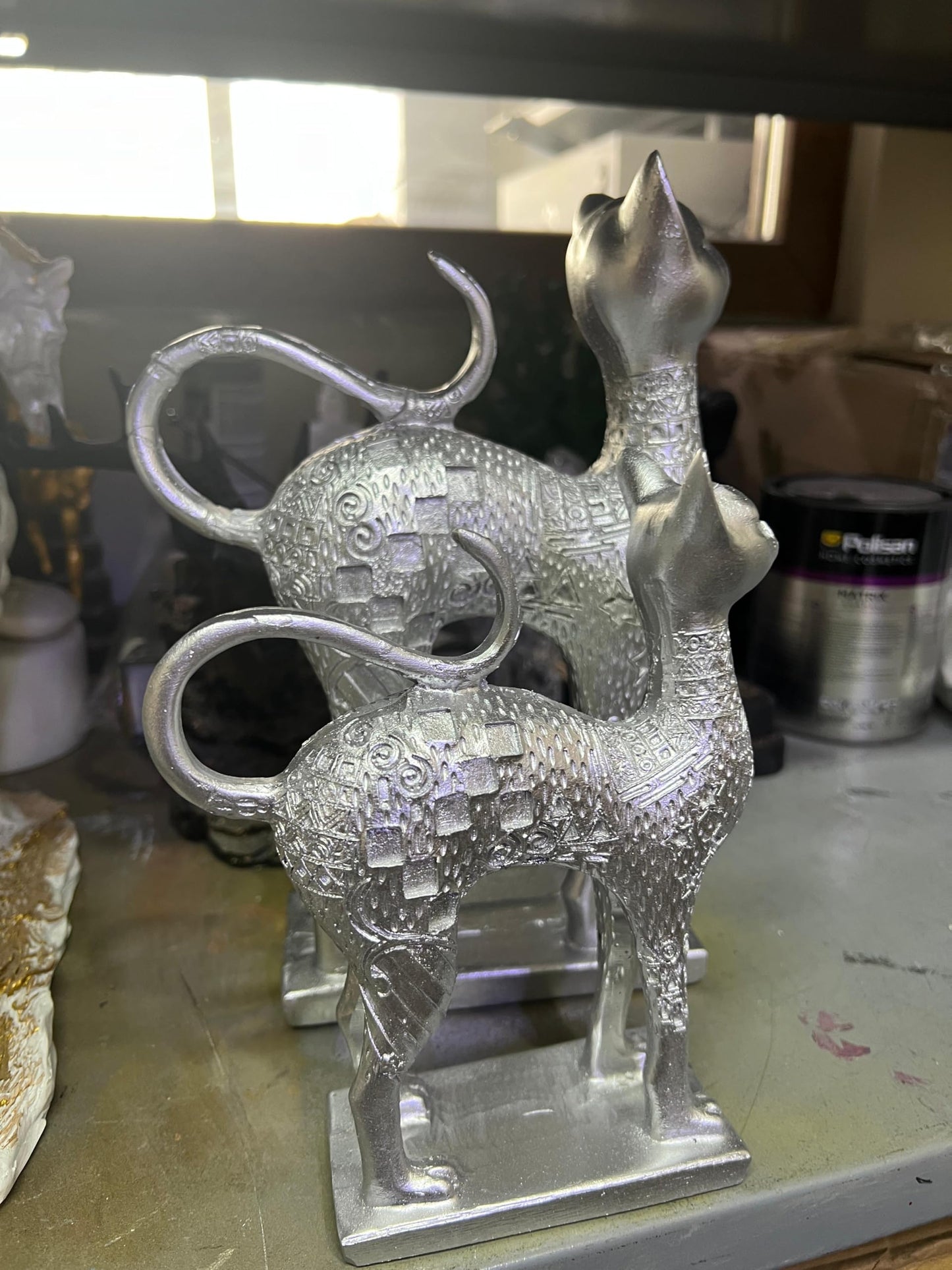 Egyptian Style Cat Figurine Set, Ancient Egyptian Statue, Cat Lovers Gift, Ancient Cat Statue, Egyptian Home Decor, Cat Sculpture, Cat Decor, Cat Sculpture, Cat Statue