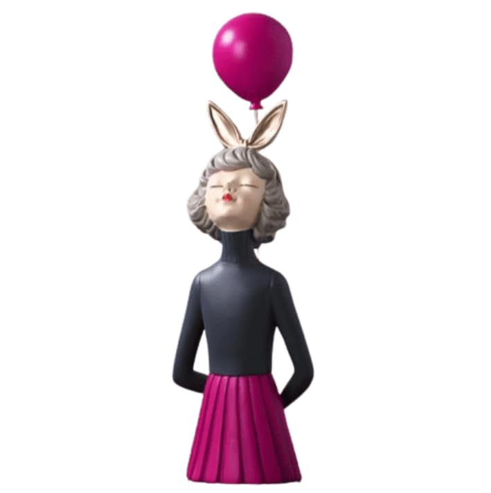 Girl Balloon Statue with Skirt and Bunny Ears, Girl Balloon Statue, Unique Gift Statue, Girl Sculpture Decor, Girl Balloon Sculpture, Girl Balloon Decor, Girl Balloon Objects
