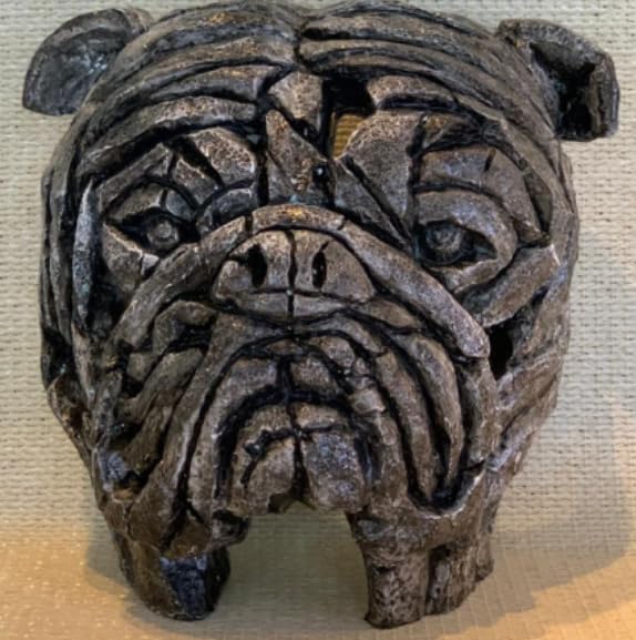 Abstract Bulldog Sculpture, Geometric Bulldog Head Statue, Bulldog Head Sculpture, Polyester Bulldog Wall or Shelf Sculpture, Bulldog Decor
