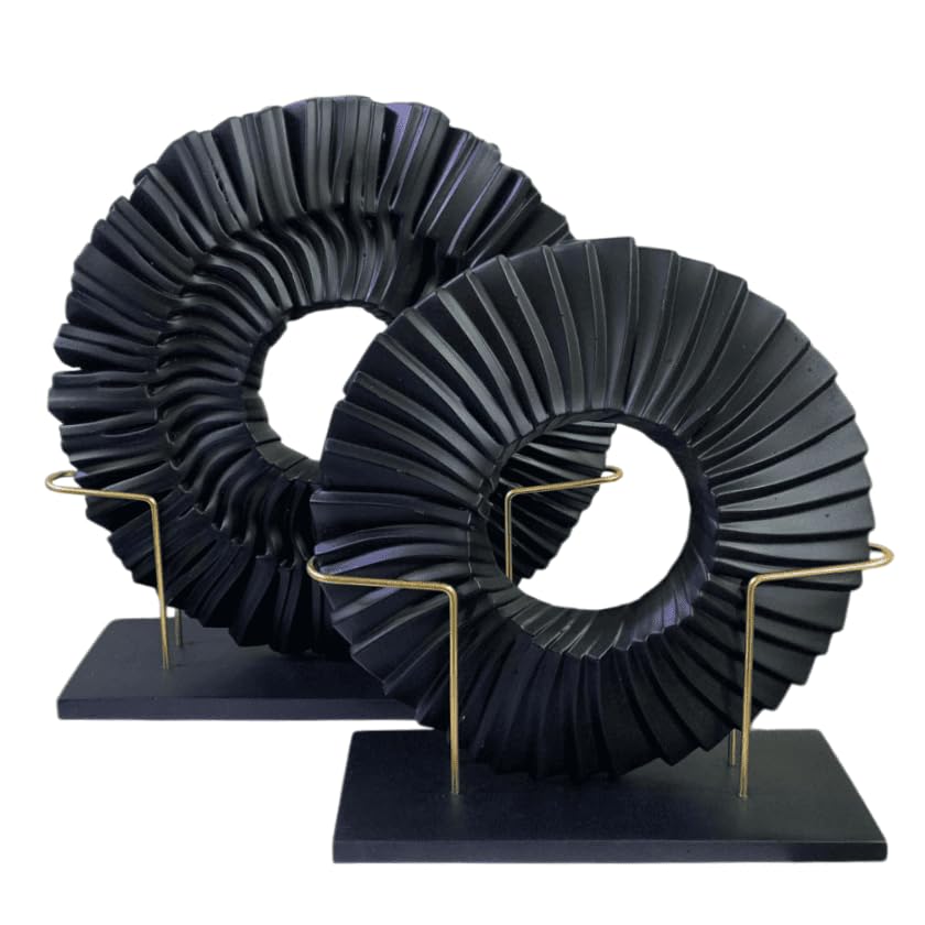 Decorative Disk Object with Stand, Disk Sculpture Set of 2, Modern Art Centerpiece, Abstract Home Decor, Disk Sculpture, Disk Statue, Disk Statue, Disk Figurine