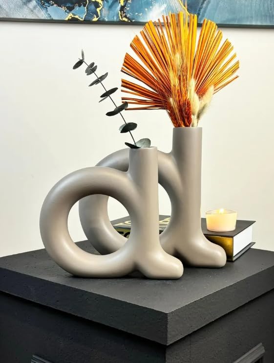Modern Ceramic Abstract Vase Set of 2, Sculptural Decorative Vases, Minimalist Home Decor, Modern Ceramic Vases, Abstract Vase Set