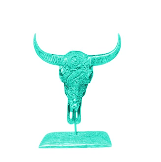 Bull Skull Decor, Western Bull Head Decor, Western Style Horned Bull Head Decor, Bull Skull Statue, Bull Skull Tabletop Decoration