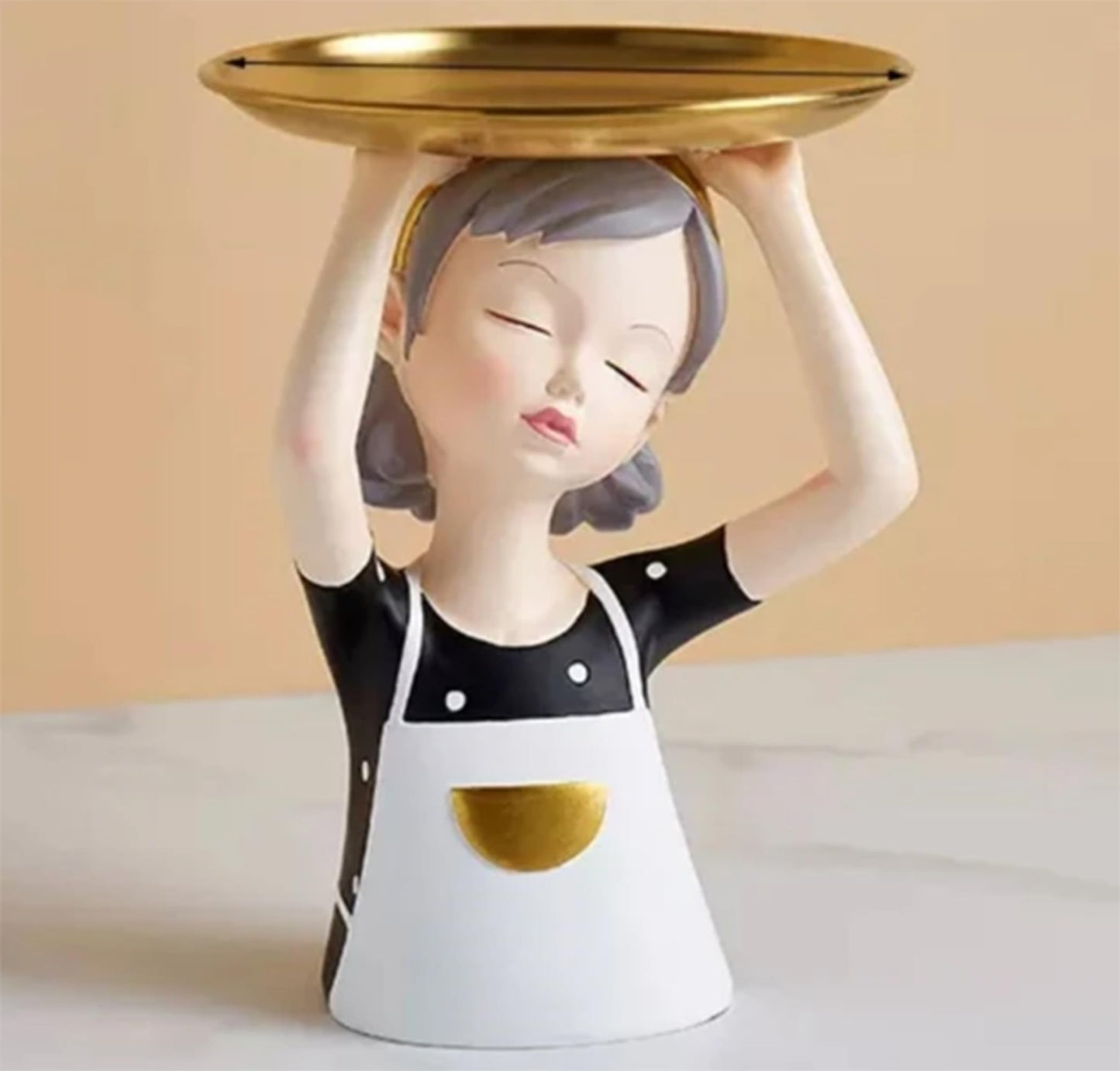 Girl Sculpture With Tray Decor, Handcrafted Girl Holding Tray Figure, Functional Girl Figurine With Tray, Decorative Girl Figurine For Gift, Girl Sculpture, Girl Decor, Girl Statue