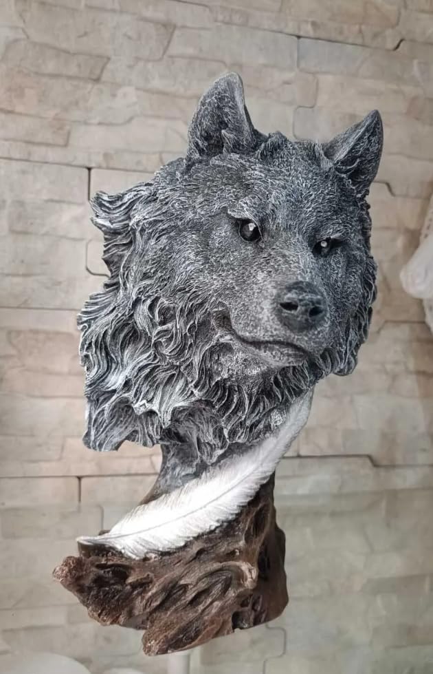 Wolf Head Sculpture, Wolf Lover Gift, Rustic Wolf Home Decor, Wolf Bust, Wildlife Lover Gift, Polyester Wolf Statue, Gothic Wolf Figurine, Wolf Head Statue, Wolf Head Decor