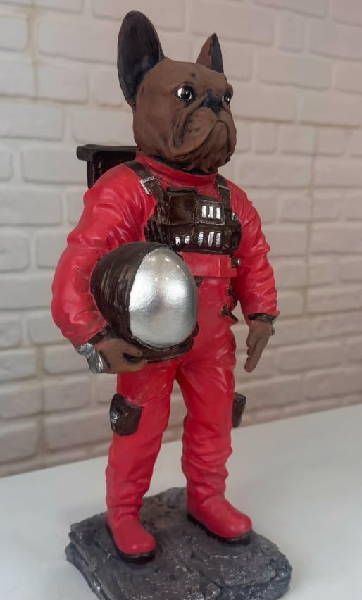 Astronaut BullDog Figurine, Dog In Spacesuit Statue, Space-Themed Bulldog Sculpture, Animal Astronaut Decor, Dog Lover Home Decor
