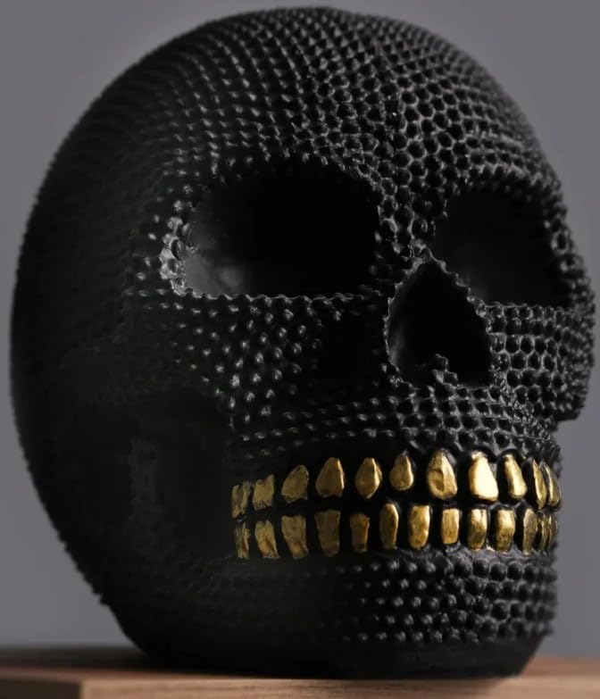 Skull Sculpture with Textured Detail, Gothic Polyester Skull Decor, Skull Decor for Shelves, Textured Surface Skull Decor, Skull Statue, Skull Sculpture, Skull Decor, Skull Objects