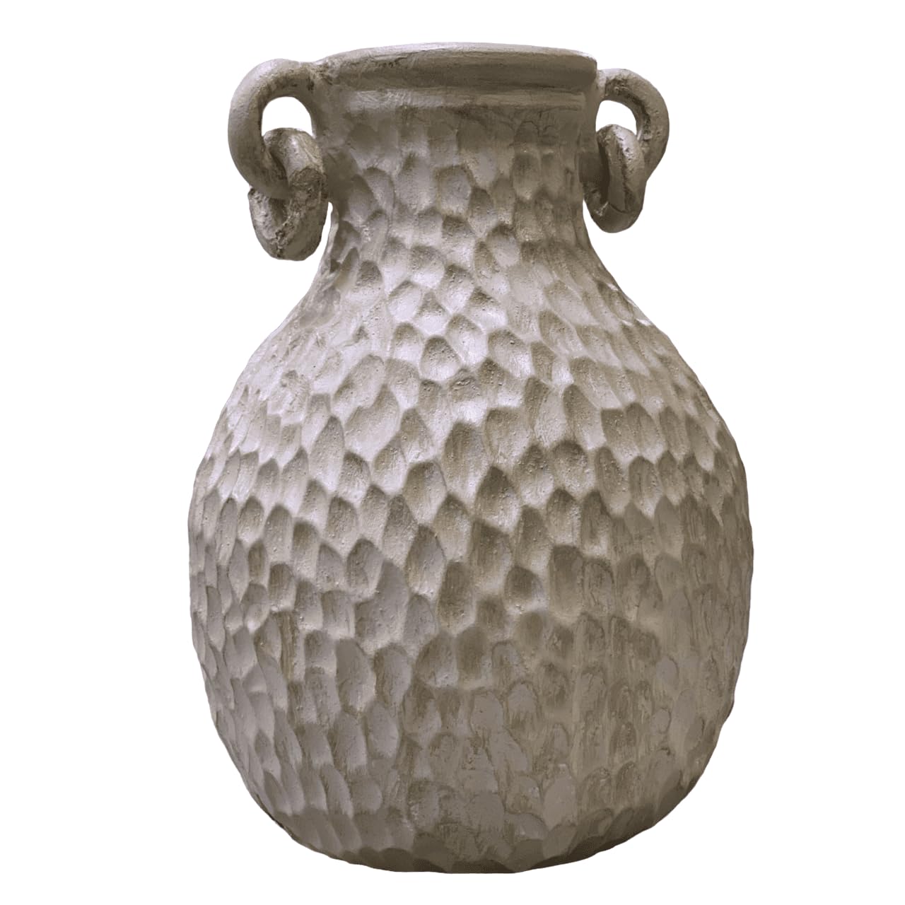 Textured Decorative Vase with Handles, Modern Rustic Vase, Unique Honeycomb Pattern Vase, Honeycomb Pattern Vase, Loop Handle Vase