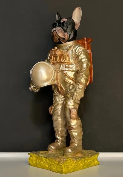Astronaut BullDog Figurine, Dog In Spacesuit Statue, Space-Themed Bulldog Sculpture, Animal Astronaut Decor, Dog Lover Home Decor