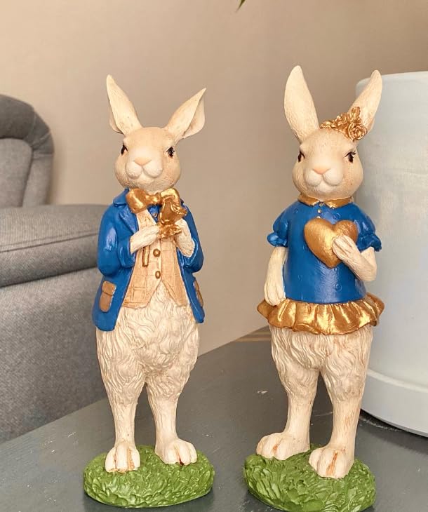 Elegant Bunny Figurines, Decorative Rabbit Statues, Bunny Figurine Decor, Rabbit Statues, Elegant Animal Figurines, Rabbit Decor, Easter Rabbit Decor, Easter Bunny Decor