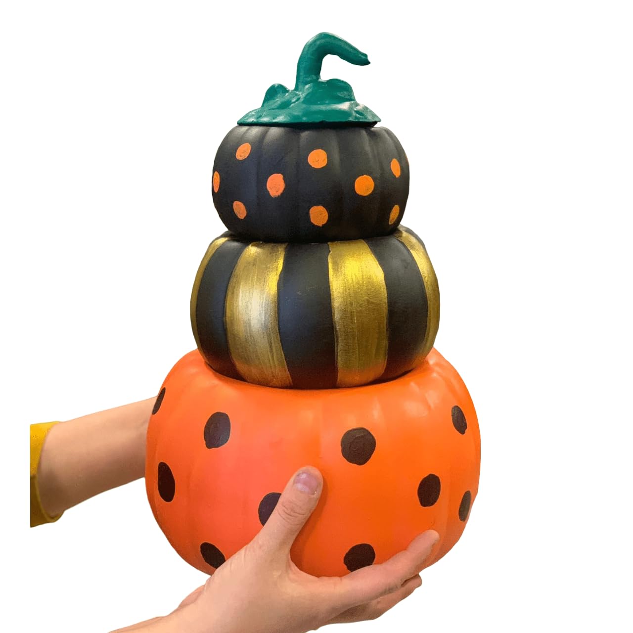 Halloween Pumpkin Decor, Hand-Painted Polka Dot Pumpkin, Pumpkin Decor, Halloween Table Decor, Pumpkin Sculpture, Seasonal Stacked Pumpkin, Pumpkin Statue, Halloween Sculpture