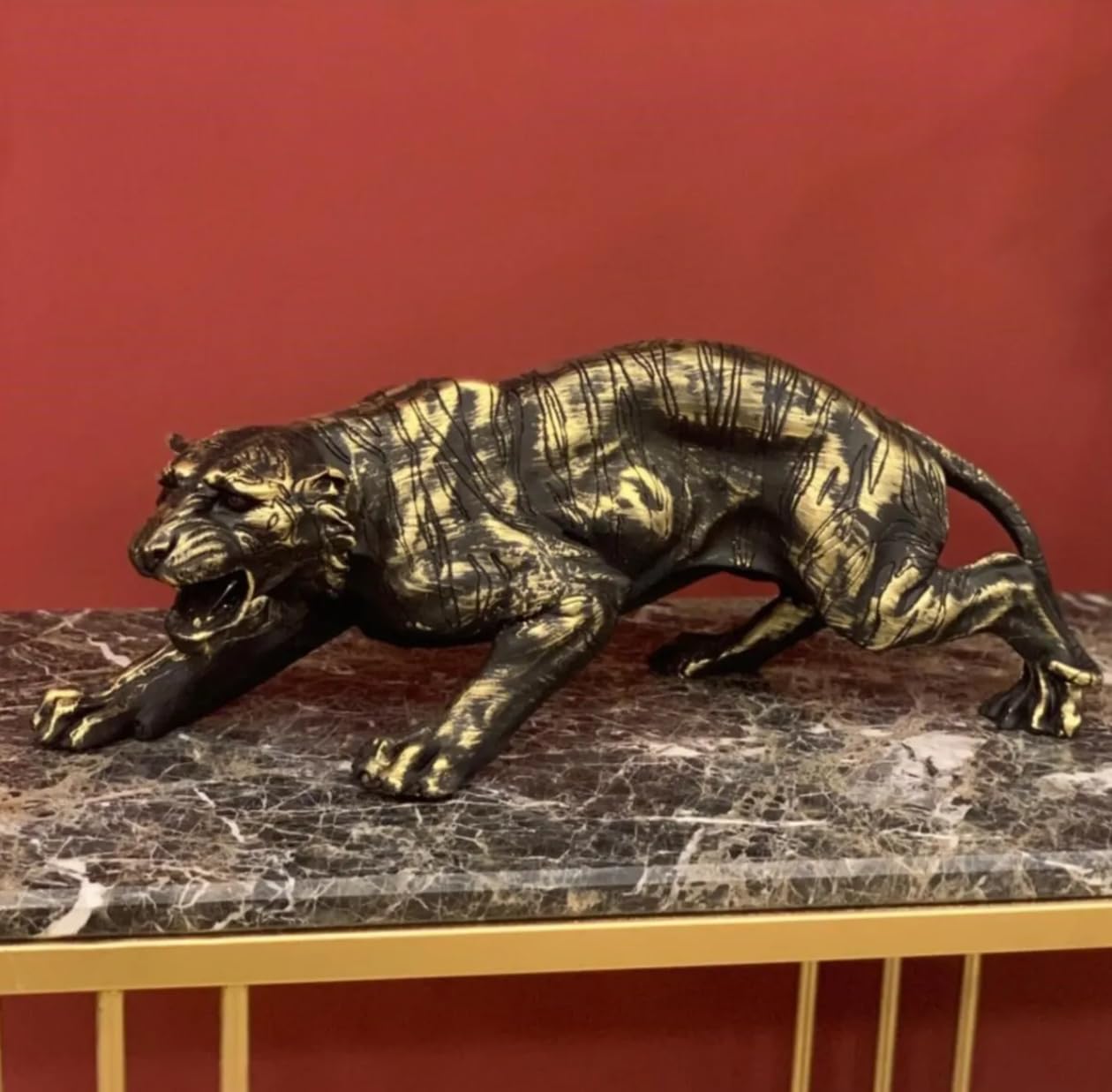 Handcrafted Tiger Sculpture, Animal Figurine, Tiger Statue, Tabletop Decor, Gift for Animal Lovers, Art Home Decor, Tiger Sculpture