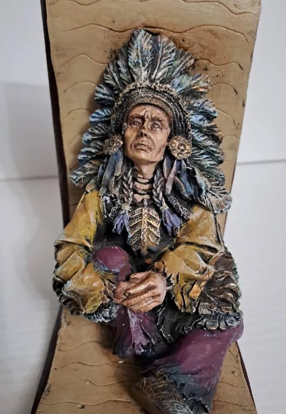 Handcrafted Native American Chief Bookends Set, Native American Bookends, Polyester Bookend Set, Indian Chief Bookend, Unique Bookends Gift