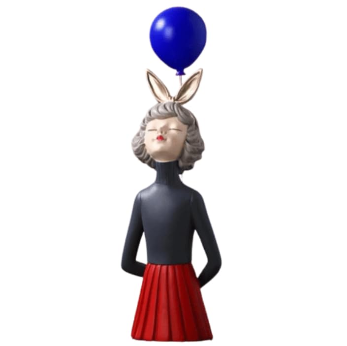 Girl Balloon Statue with Skirt and Bunny Ears, Girl Balloon Statue, Unique Gift Statue, Girl Sculpture Decor, Girl Balloon Sculpture, Girl Balloon Decor, Girl Balloon Objects
