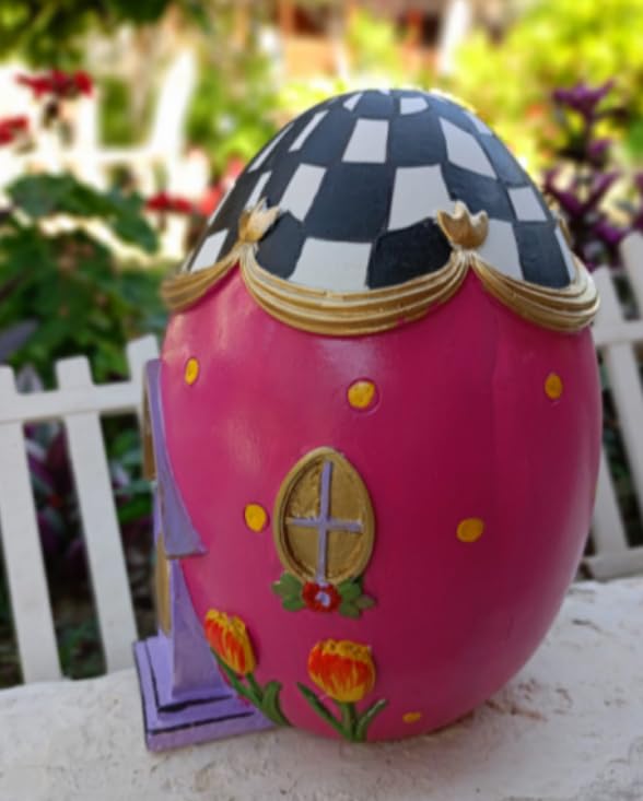 Easter Egg House Decoration, Easter Bunny Figurine, Spring Holiday Decor, Cute Bunny Home Decor, Fairy Garden Easter, Rabbit and Egg Decor, Easter Bunny Decor, Easter Rabbit Decor