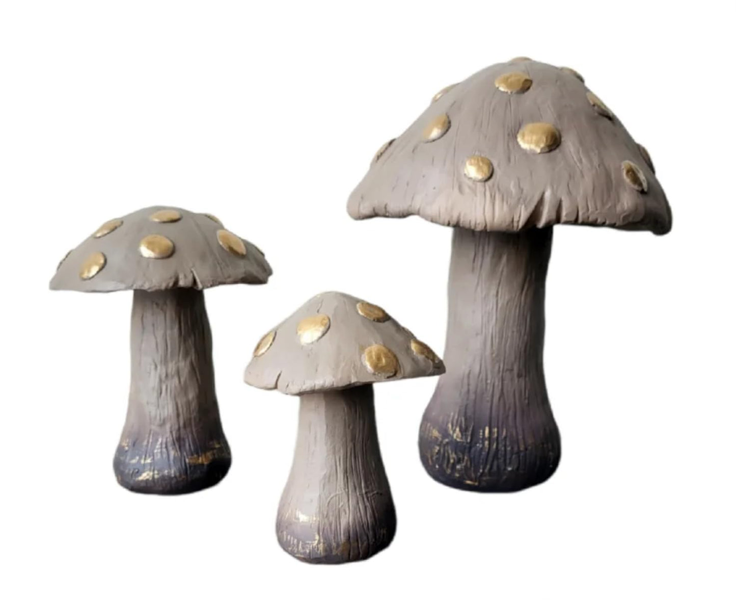 Set of 3 Red Toadstool Mushroom Statues, Mushroom Garden Decor, Toadstool Statue, Mushroom House Decor, Outdoor Mushroom Art, Mushroom Decor