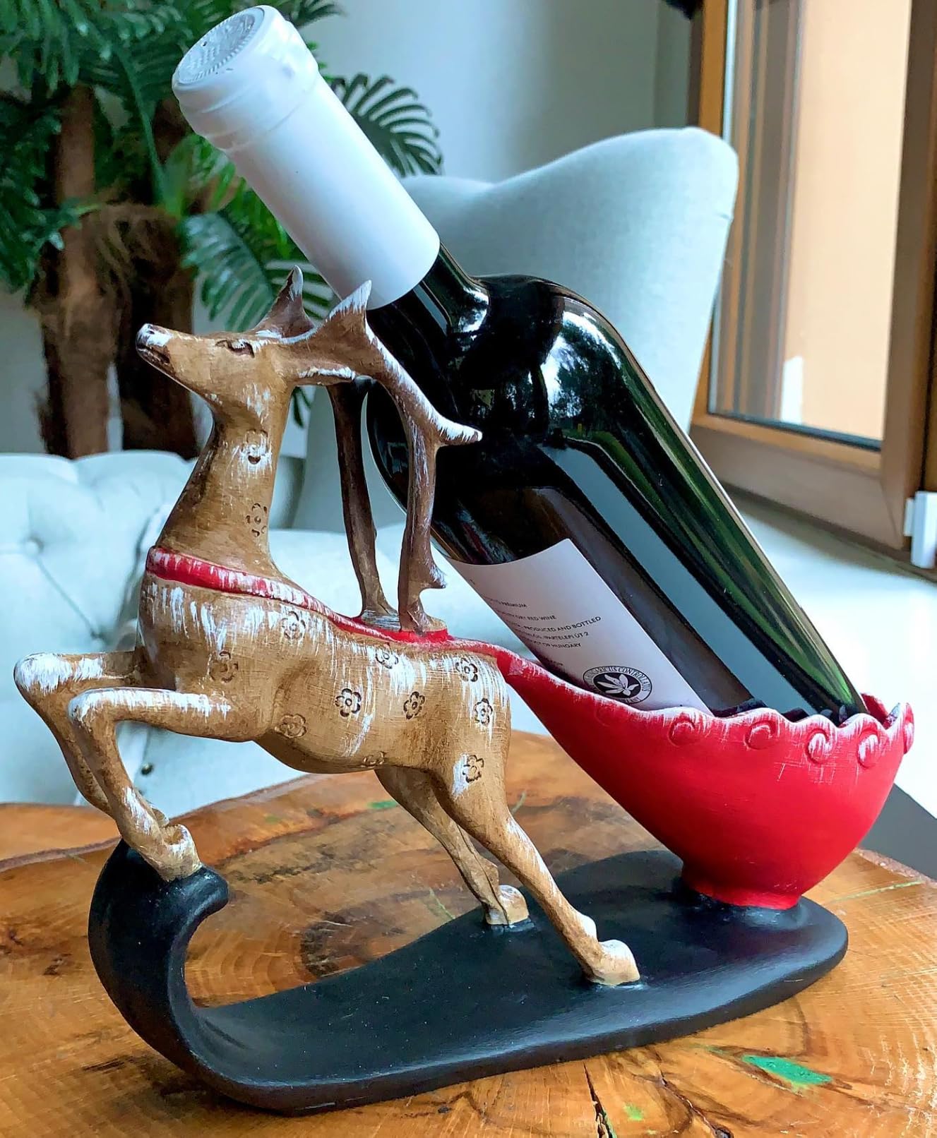 Elegant Deer Wine Rack Sculpture, Decorative Wine Rack with Deer Figure, Stylish Deer Wine Rack Statue, Stylish Animal Bar Decor,