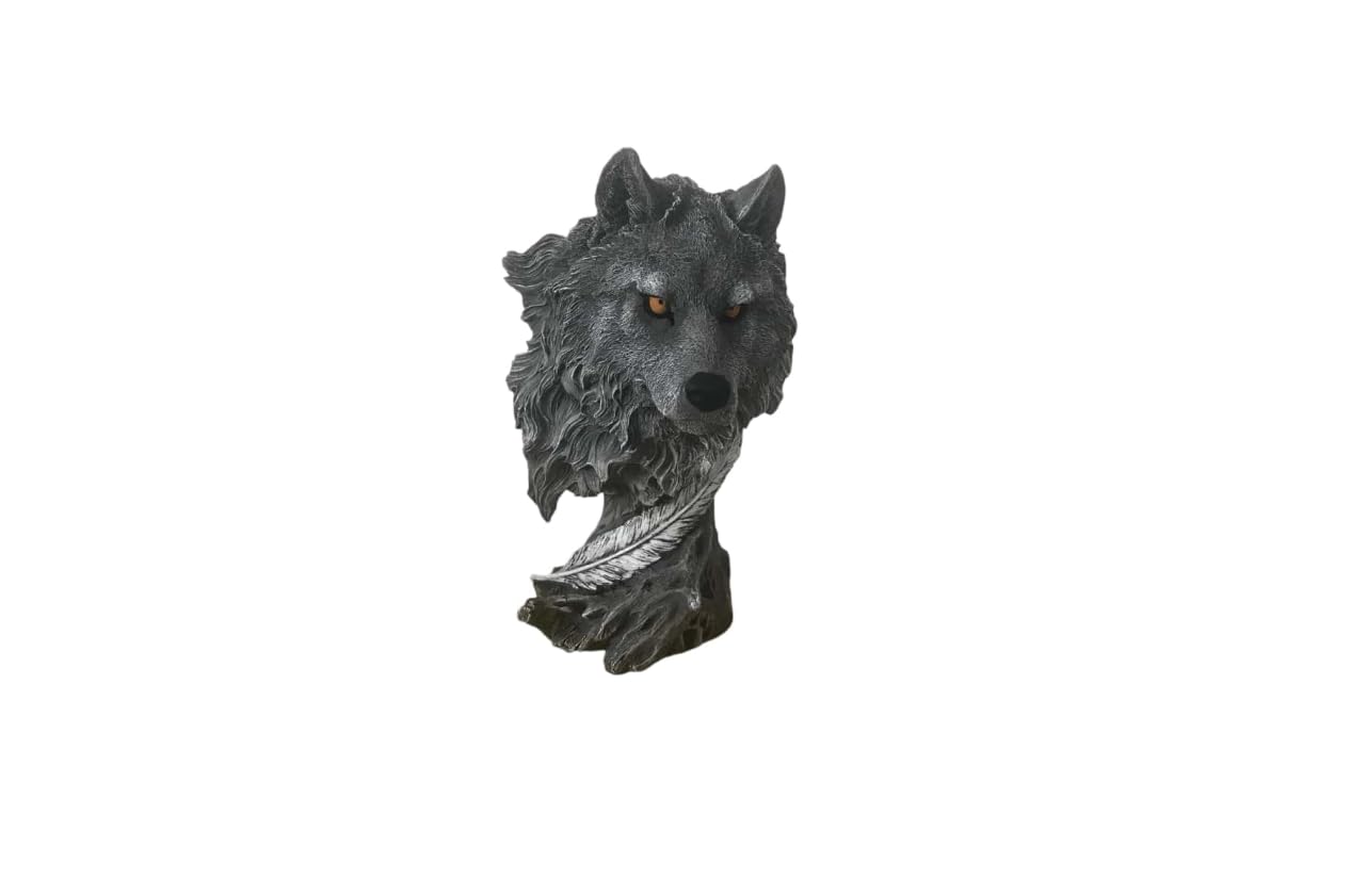 Wolf Head Sculpture, Wolf Lover Gift, Rustic Wolf Home Decor, Wolf Bust, Wildlife Lover Gift, Polyester Wolf Statue, Gothic Wolf Figurine, Wolf Head Statue, Wolf Head Decor