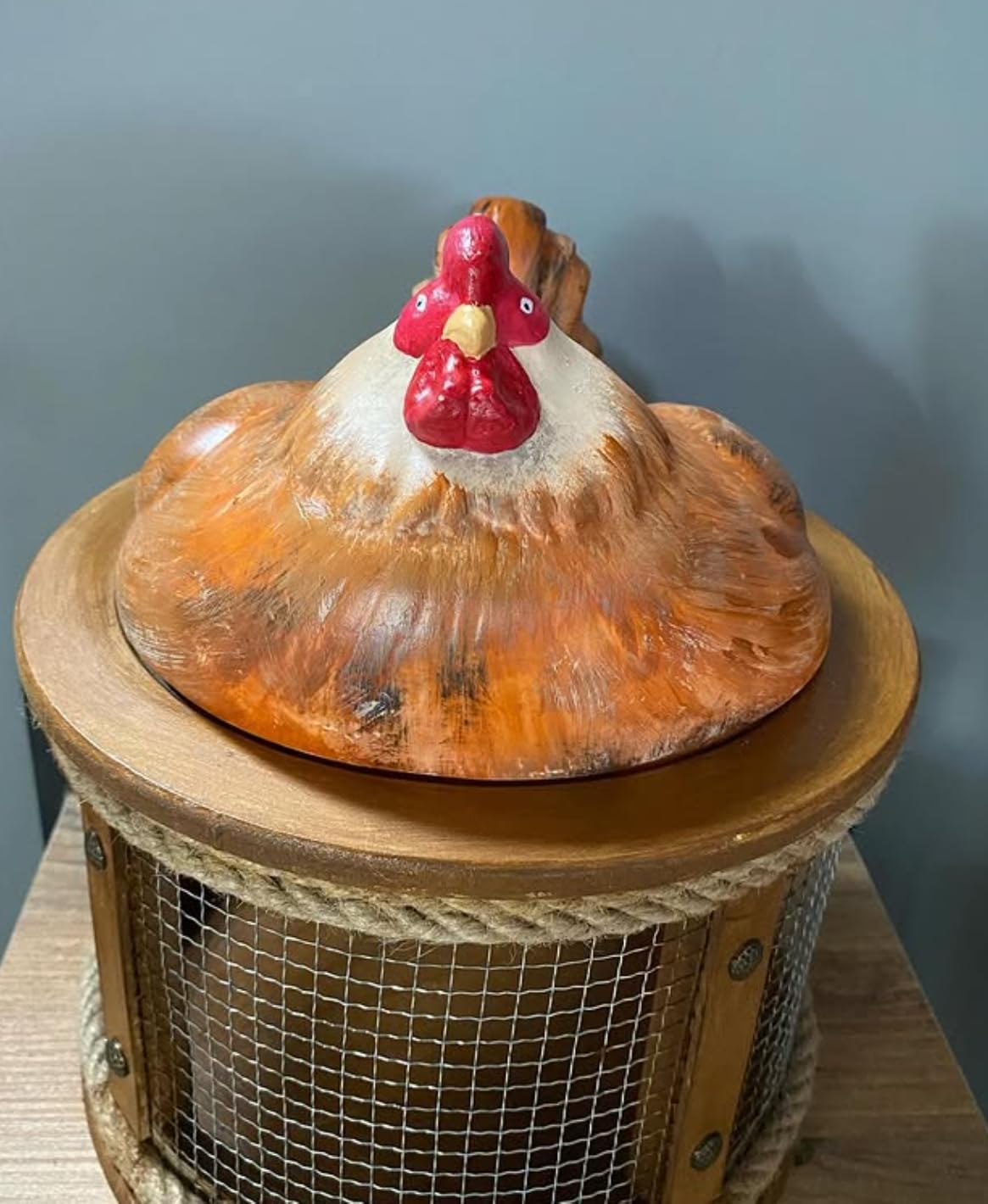 Farmhouse Chicken Egg Basket, Handmade Chicken Egg Holder Cage, Rooster Kitchen Decor, Chicken Wire Egg Storage, Hen Egg Holder