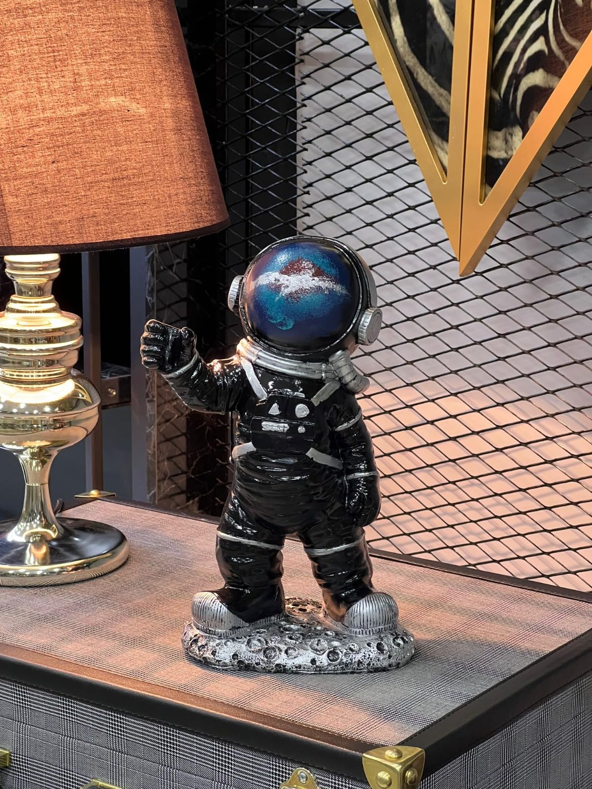Astronaut On Moon Base, Astronaut Figurine, Space Decor Statue, Space Explorer Ornament, Moon Landing Figurine, Modern Astronaut Sculpture, Astronaut Statue