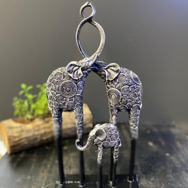 Handcrafted Elephant Family Statue, Elephant Figurine, Elephant Sculpture, Gift for Elephant Lovers, Animal Decor Piece, Elephant Decor