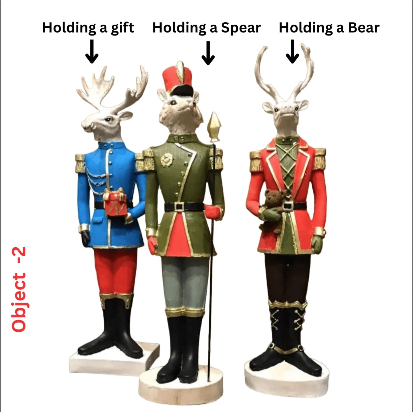 Nutcracker Figurines Set of 3, Nutcracker Animal Sculptures, Christmas Animal Soldier Figurines, Deer Figurine, Nutcracker Decor, Nutcracker Sculpture, Nutcracker Statue