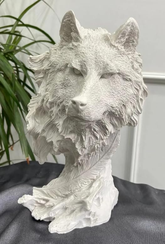 Wolf Head Sculpture, Wolf Lover Gift, Rustic Wolf Home Decor, Wolf Bust, Wildlife Lover Gift, Polyester Wolf Statue, Gothic Wolf Figurine, Wolf Head Statue, Wolf Head Decor